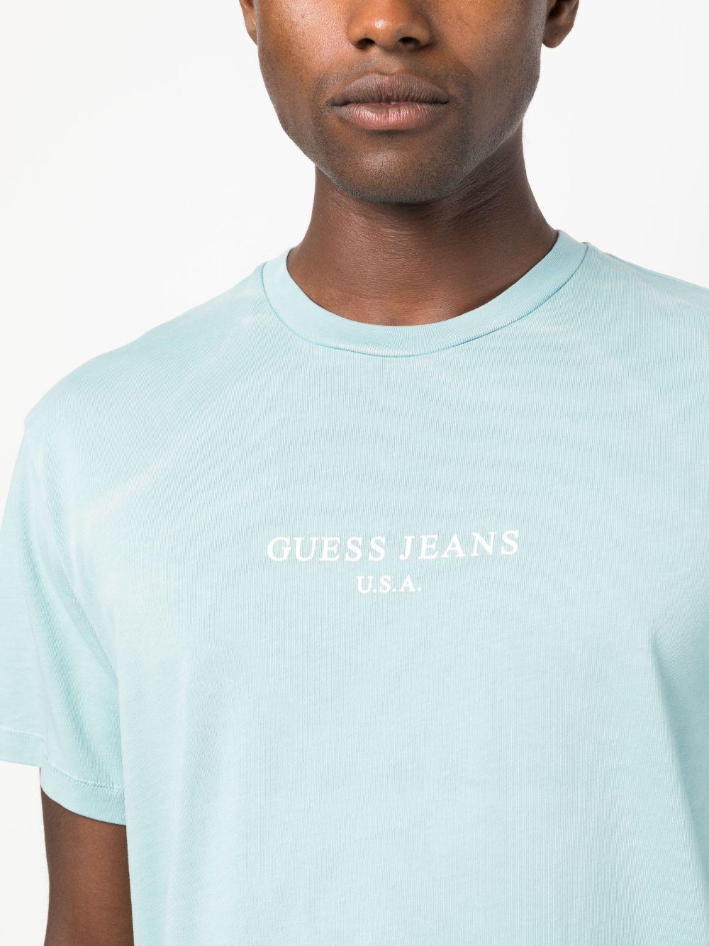 Guess USA Logo-print Cotton T-shirt in Blue for Men | Lyst