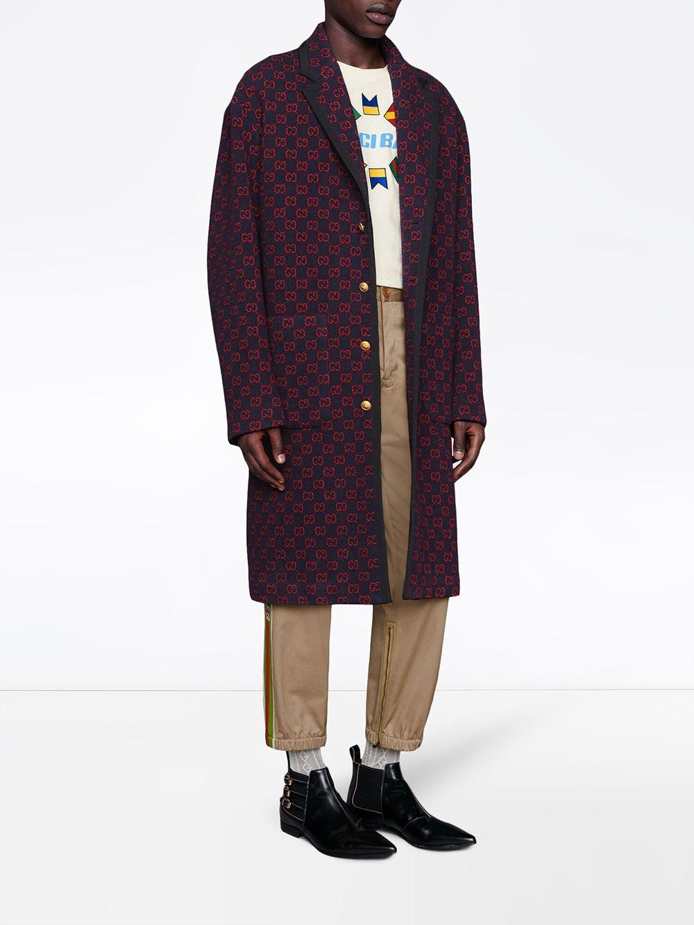 Gucci GG Wool Coat in Blue for Men | Lyst