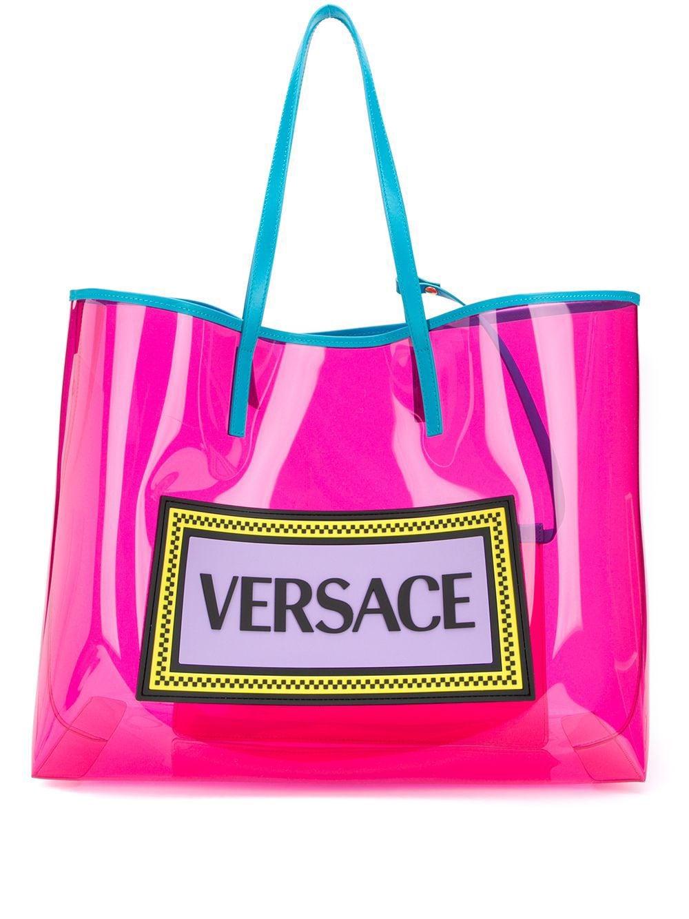Sac cabas à design transparent Versace en coloris Rose | Lyst