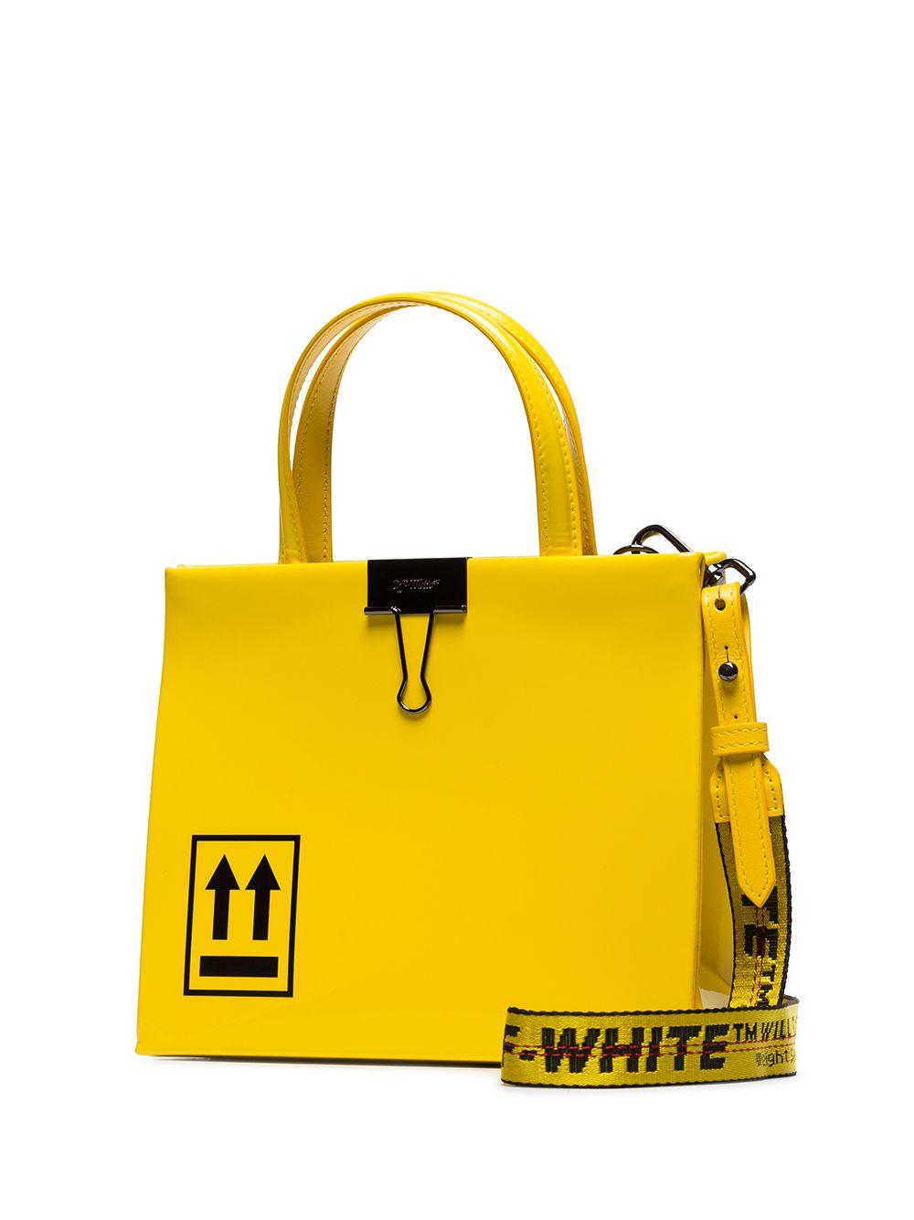 Off-White c/o Virgil Abloh Yellow Mini Patent Leather Tote Bag