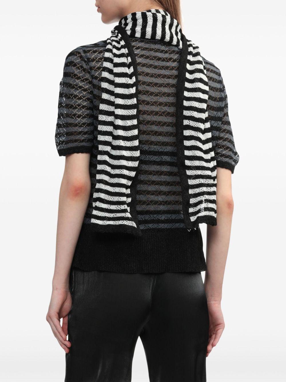 Kiko Kostadinov Scarf-detail Striped Top in Black | Lyst Kiko Kostadinov Scarf-detail Striped Top in Black | Lyst