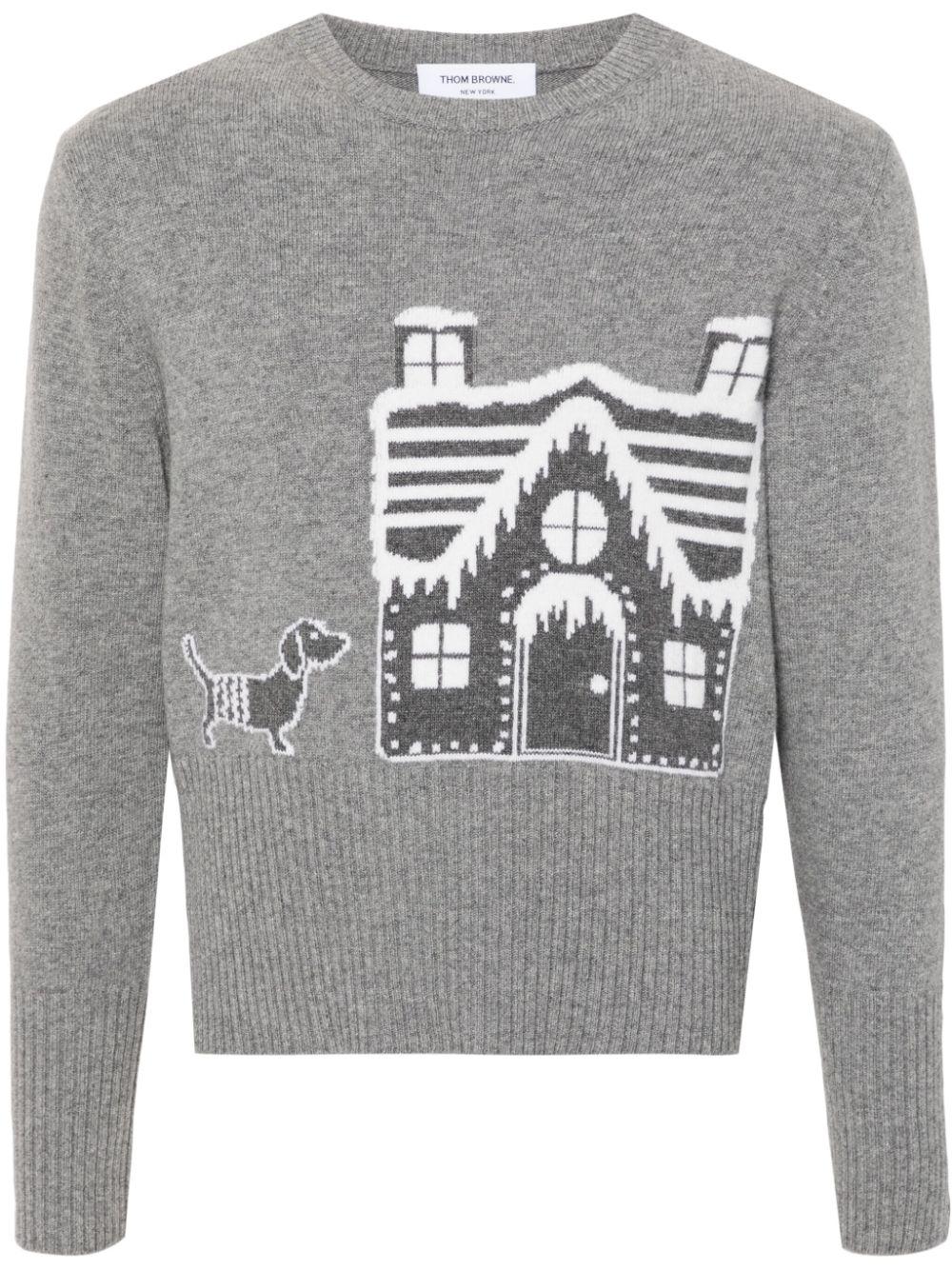 THOM BROWNE グレー 長袖ニット Wool 4 Bar Pullover | Thom Browne