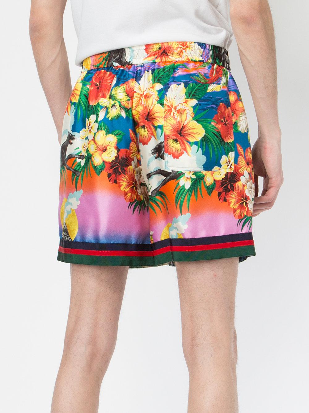 Gucci Silk Tropical Print Shorts for Men Lyst