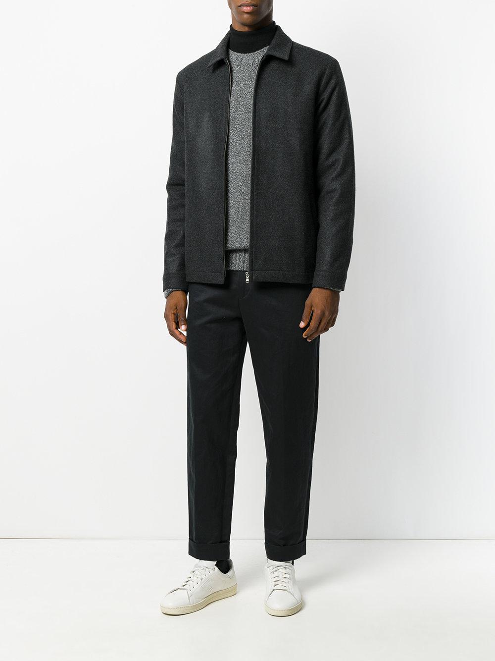 Sunspel Boiled Wool Harrington Jacket in Grey (Gray) for Men - Lyst