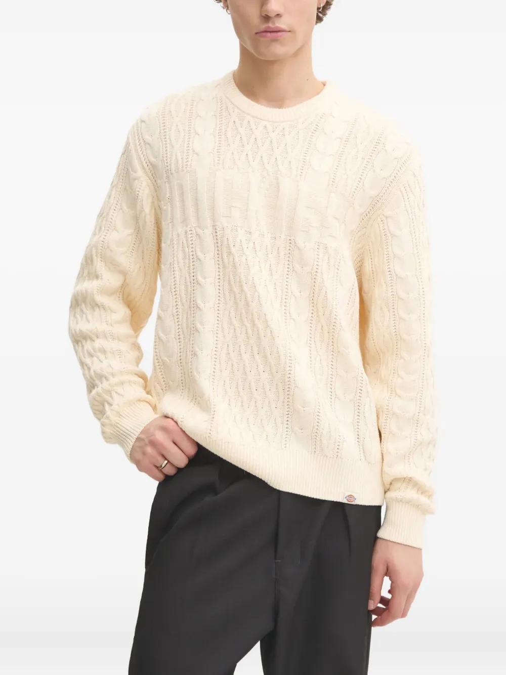 Dickies Cable-Knit Crew-Neck Sweater in White for Men Lyst UK