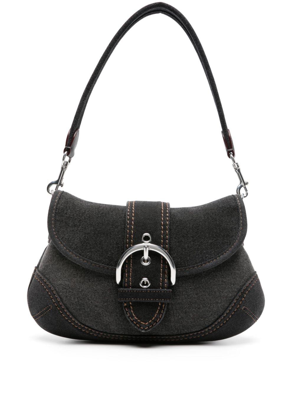 COACH Soho Flap Denim Shoulder Bag in Black | Lyst