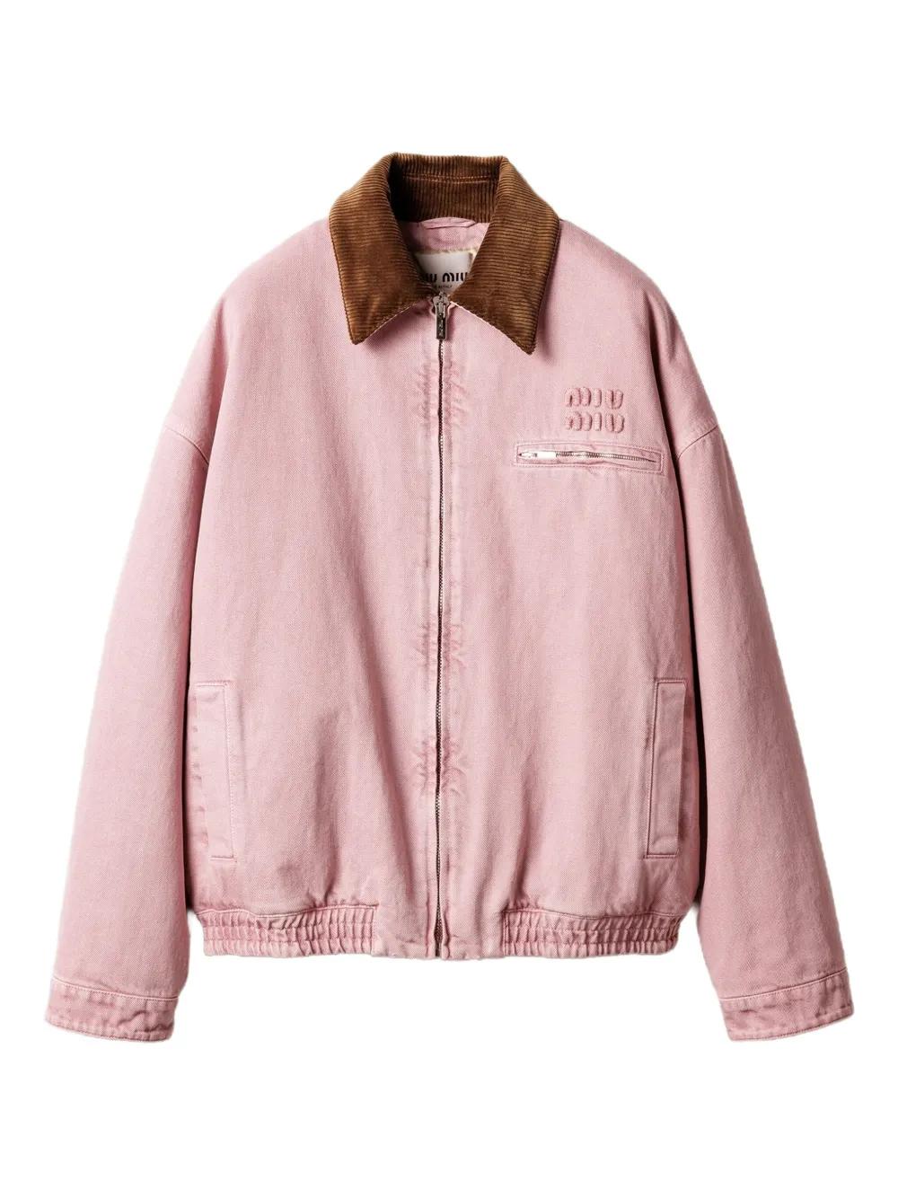 Miu Miu Padded Corduroy-Collar Blouson in Pink | Lyst