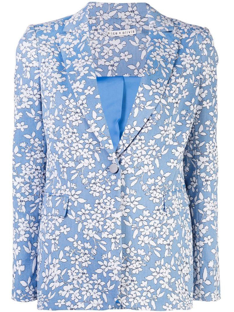 Alice + Olivia Macey Floral Printed Blazer in Blue - Lyst