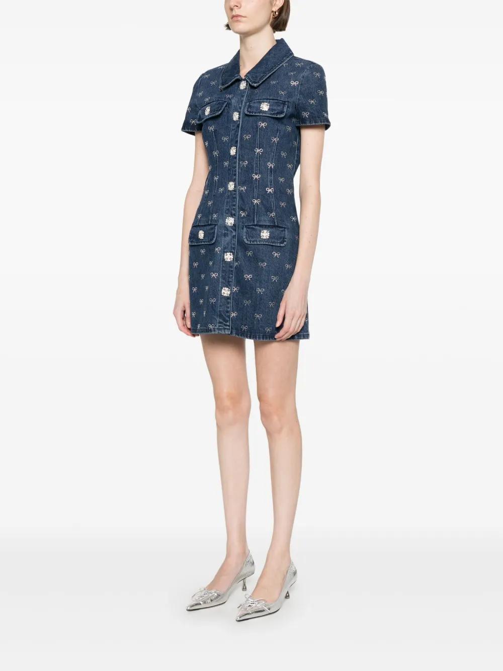 self portrait diamante denim dress DENIM Daze with a touch of Diamant Bling , This Denim Dress will never go out of style , Shop this Self-Portrait Diamante Denim Mini Dress Online + In-Stores, #denim #denimfashion #denimdress