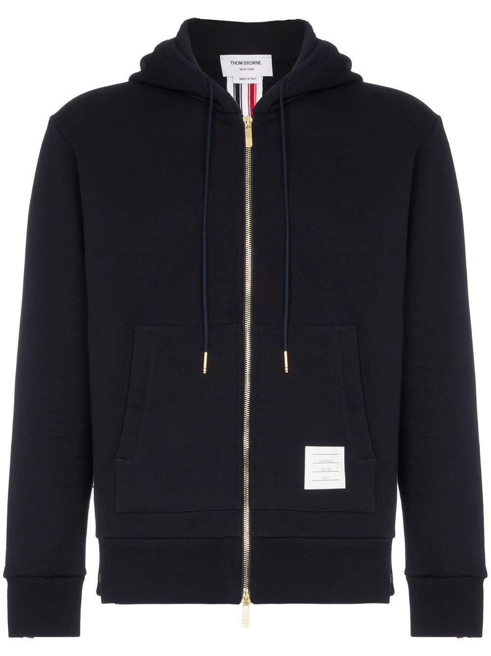 Thom Browne Cotton Center-back Stripe Loopback Hoodie in Blue for Men ...