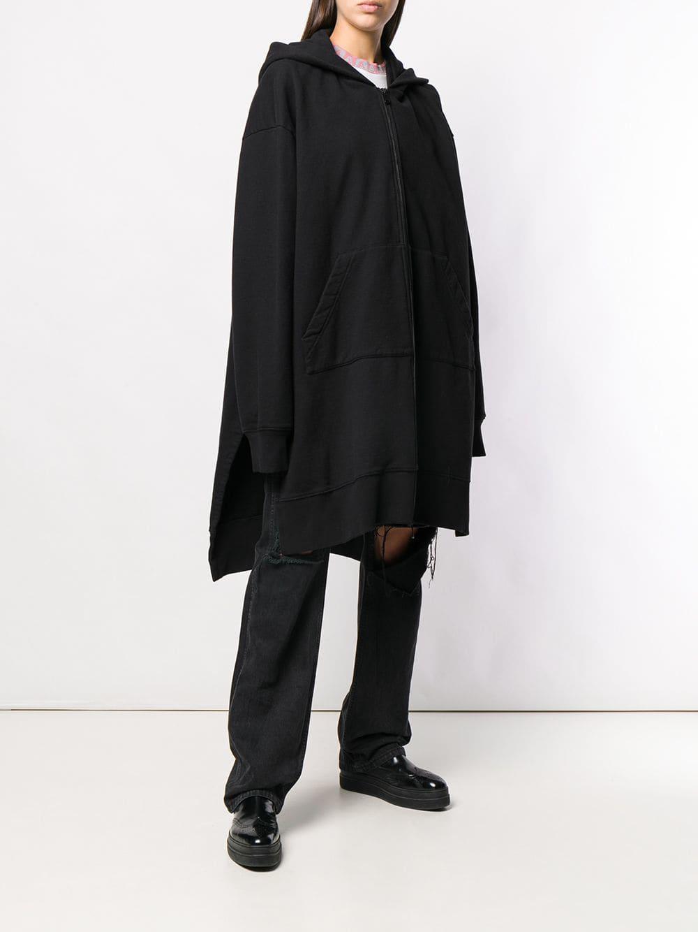 MM6 by Maison Martin Margiela Silk Oversized Zipped Hoodie in Black - Lyst
