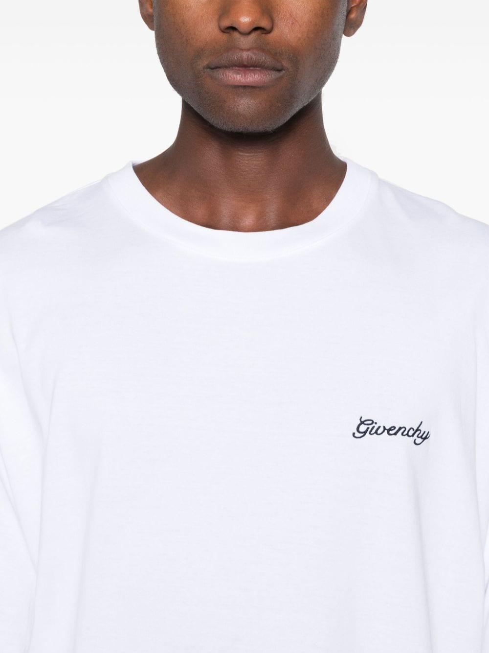 Givenchy Logo Embroidered T Shirt in White for Men Lyst Canada