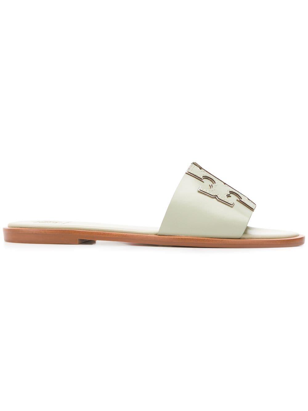 Tory Burch Leather Ines Slides in Green - Lyst