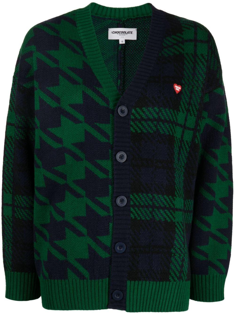 Chocoolate Patterned Intarsia-knit Cardigan in Green | Lyst