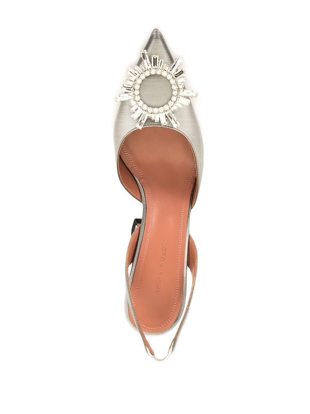 AMINA MUADDI Crystal Buckle Slingback Pumps in Metallic | Lyst