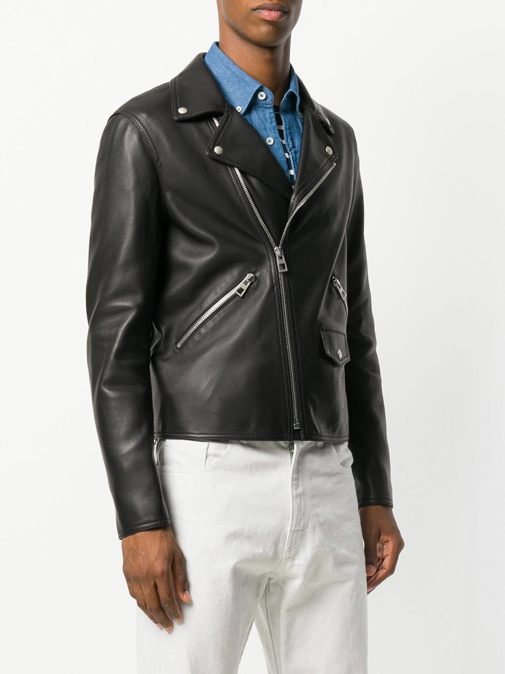 Lyst - Loewe Leather Biker Jacket in Black for Men
