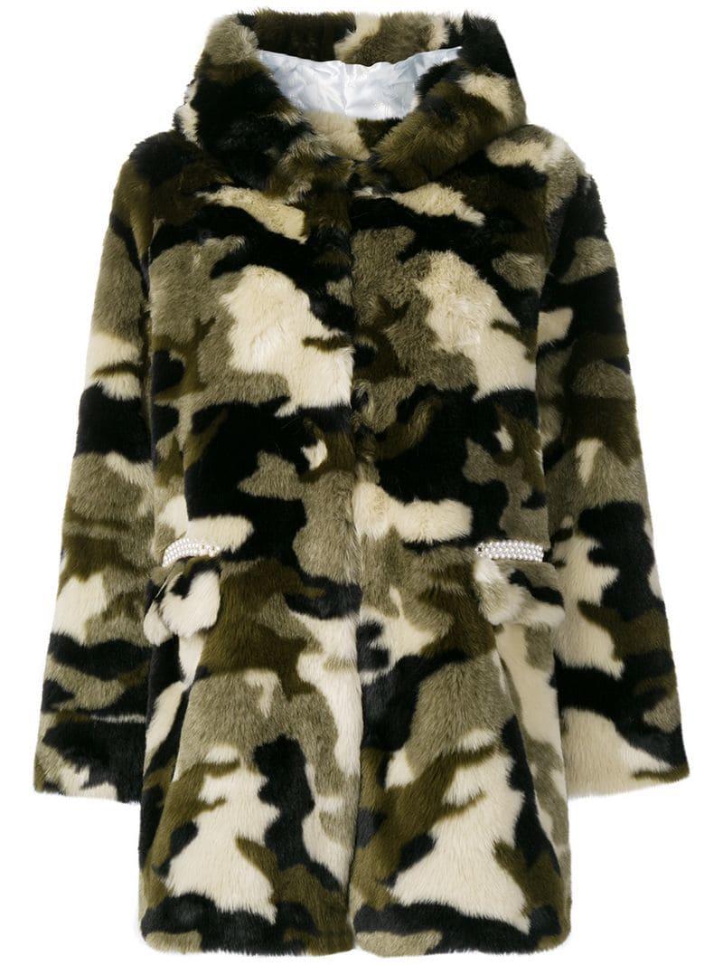 camo fur coat