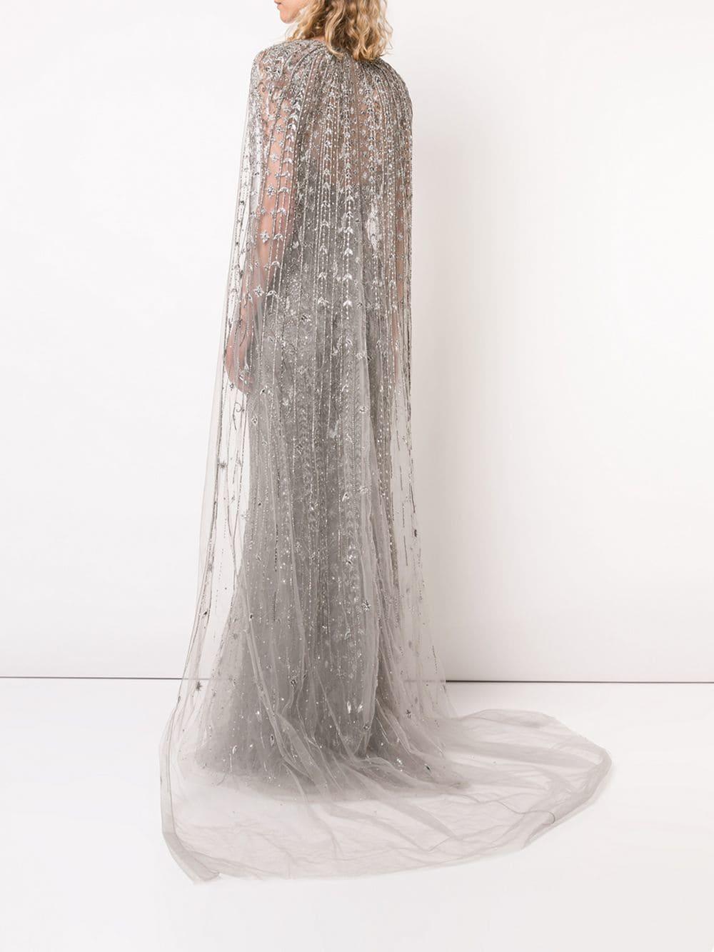 dress with sheer cape