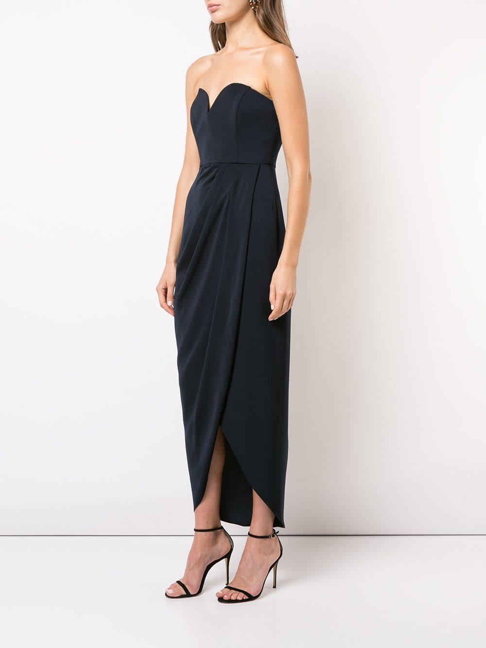Shona Joy Wrap Detail Strapless Dress in Blue Lyst