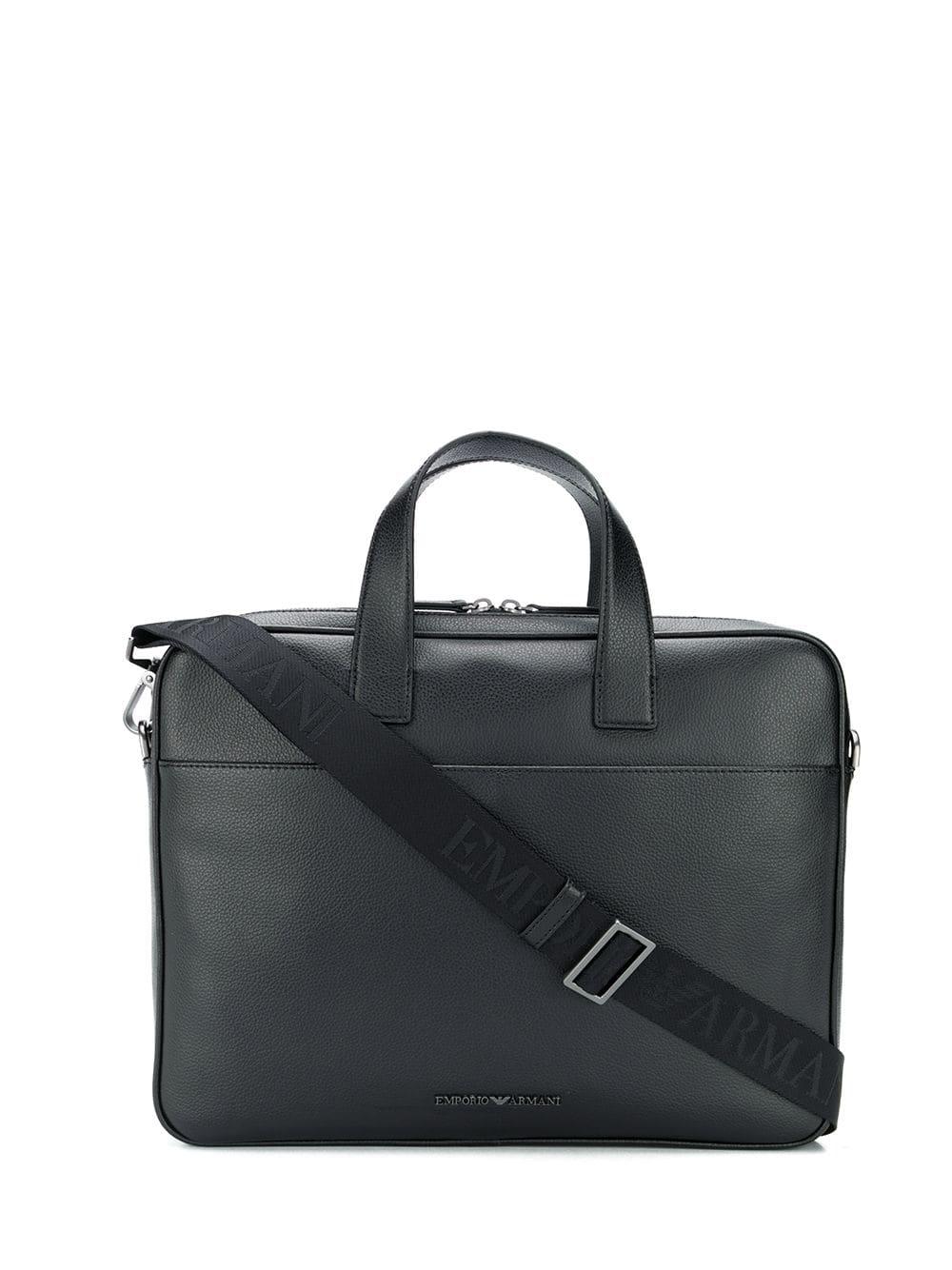 Emporio Armani Leather Plain Briefcase Bag in Black for Men - Lyst
