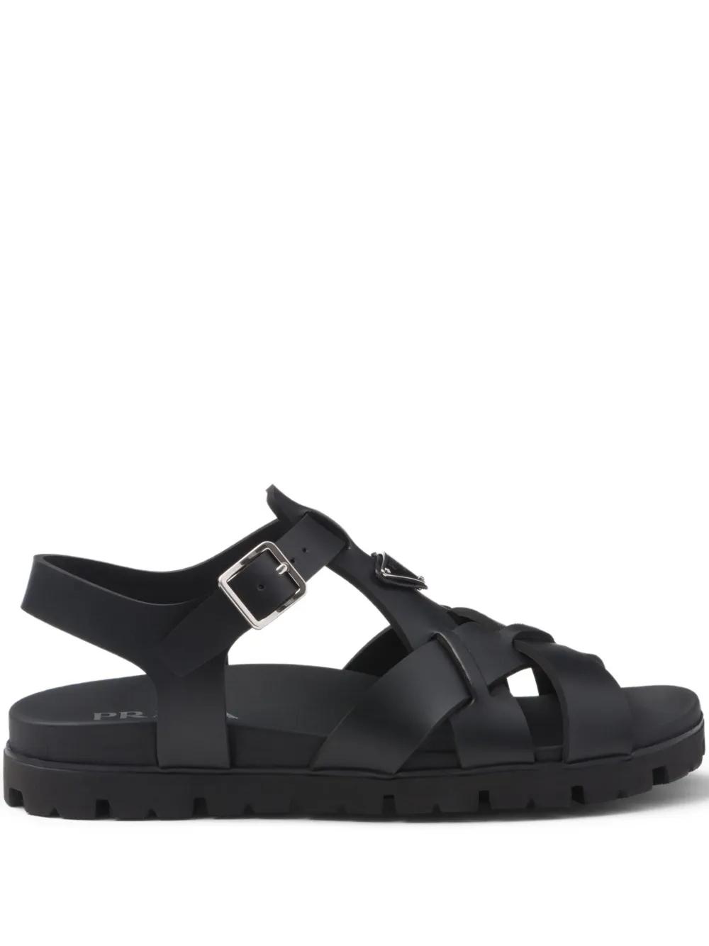Prada Crisscross-Strap Sandals in Black for Men | Lyst