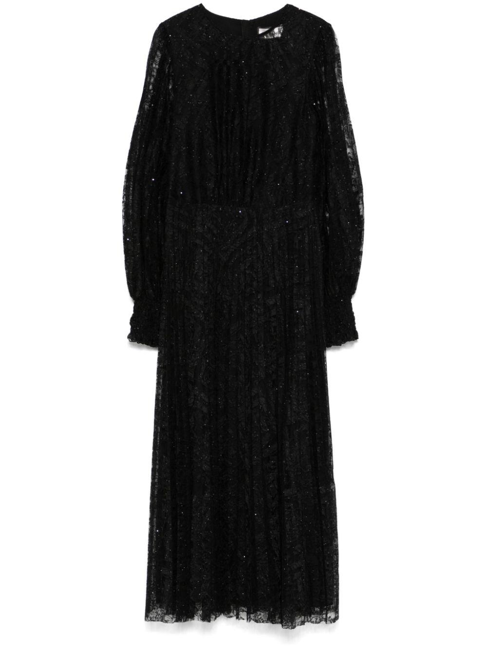 Nissa レディース ブラック フローラルレース ドレス ワンピース 