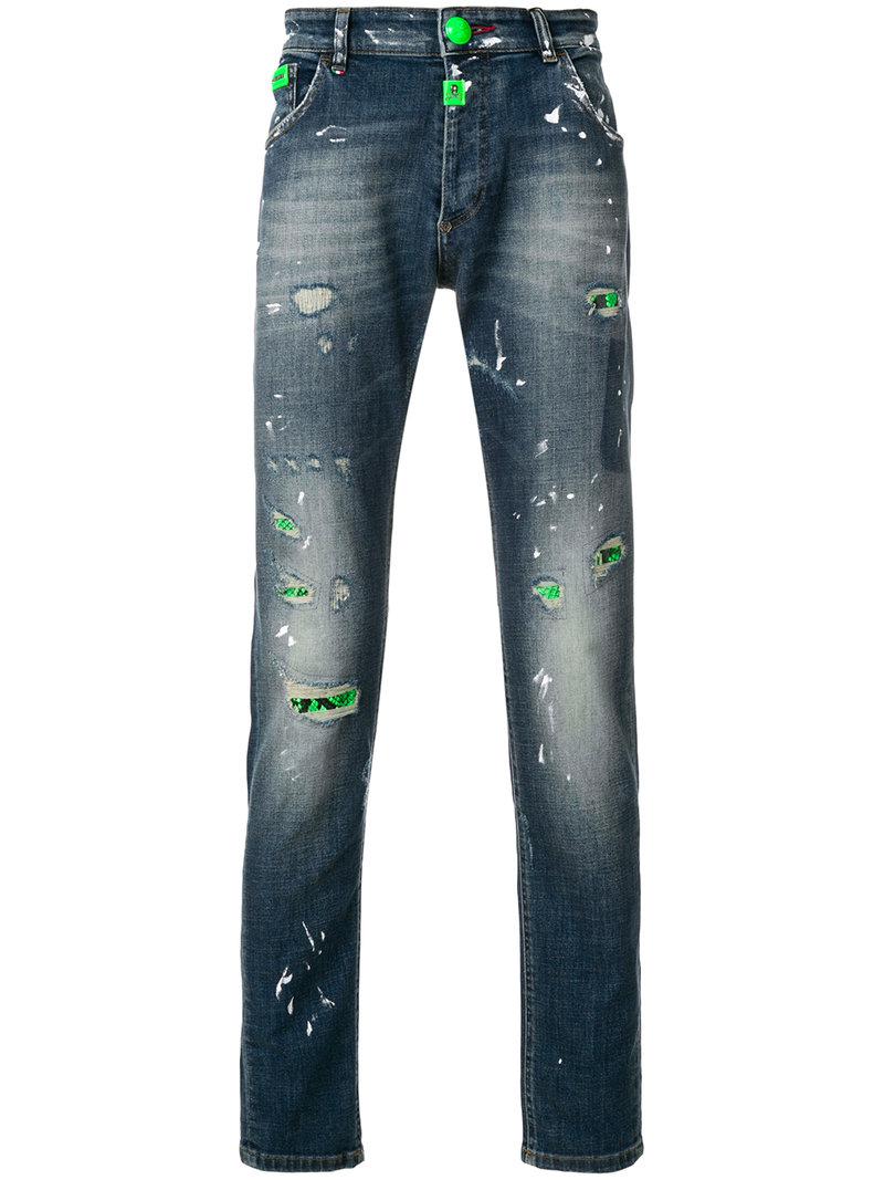 Philipp Plein Denim Fluo Python Jeans in Blue for Men | Lyst