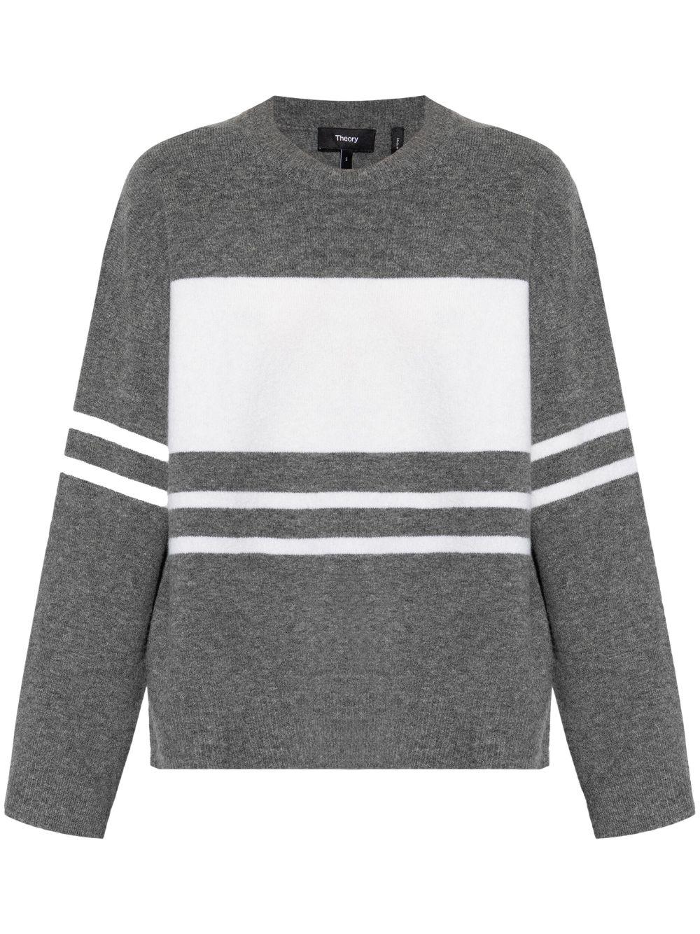 Theory レディース グレー Striped Sweater セーター & ニット