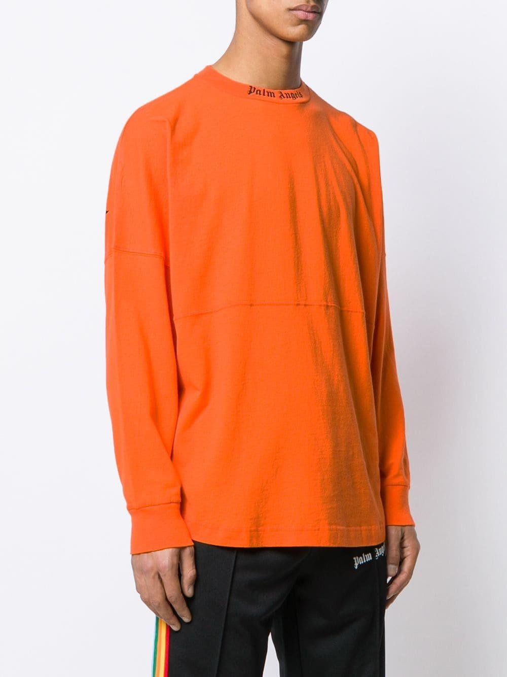 Palm Angels Cotton Logo Long-sleeve Sweatshirt in Orange for Men 