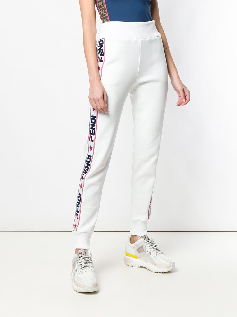 Fendi Side Band Track Pants in White | Lyst