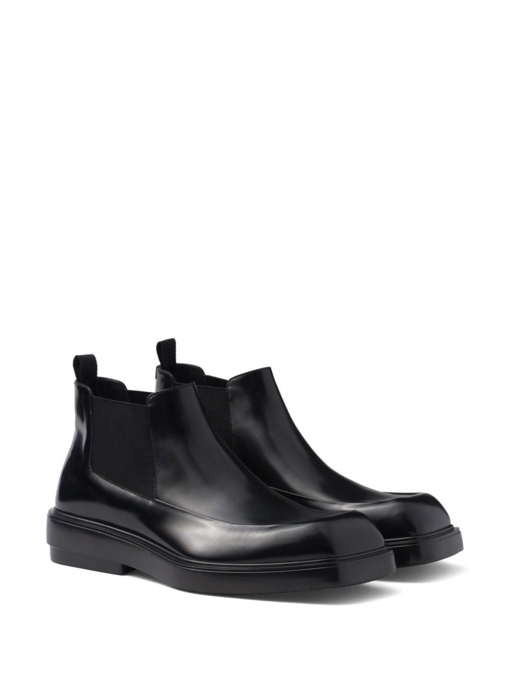 靴 PRADA square toe sidegore boot Prada Square-Toe Leather Chelsea Boots in Black for Men | Lyst