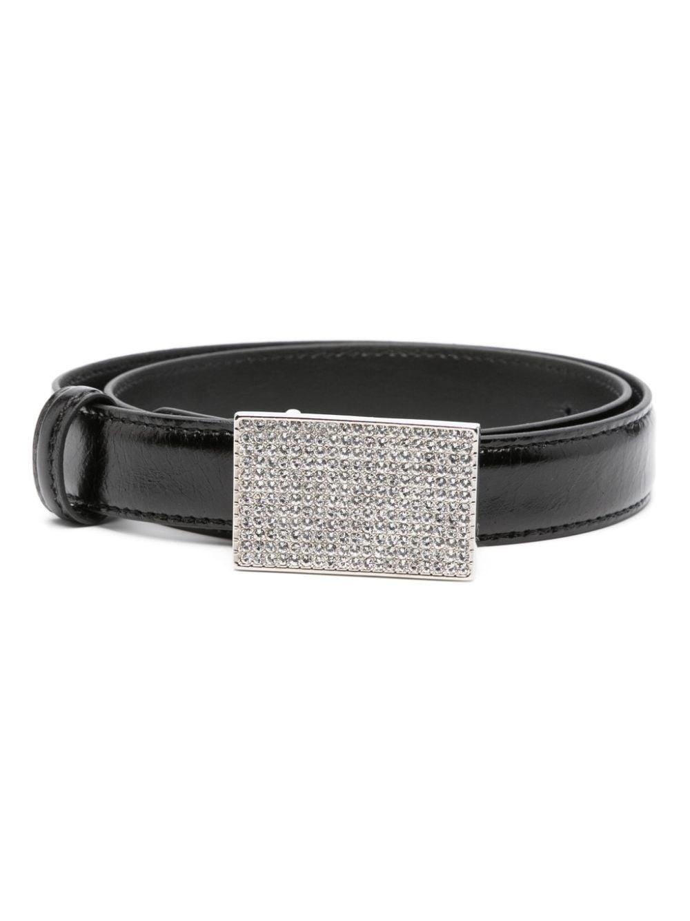 Alessandra Rich Crystal Embellished Leather Belt in Black Lyst UK