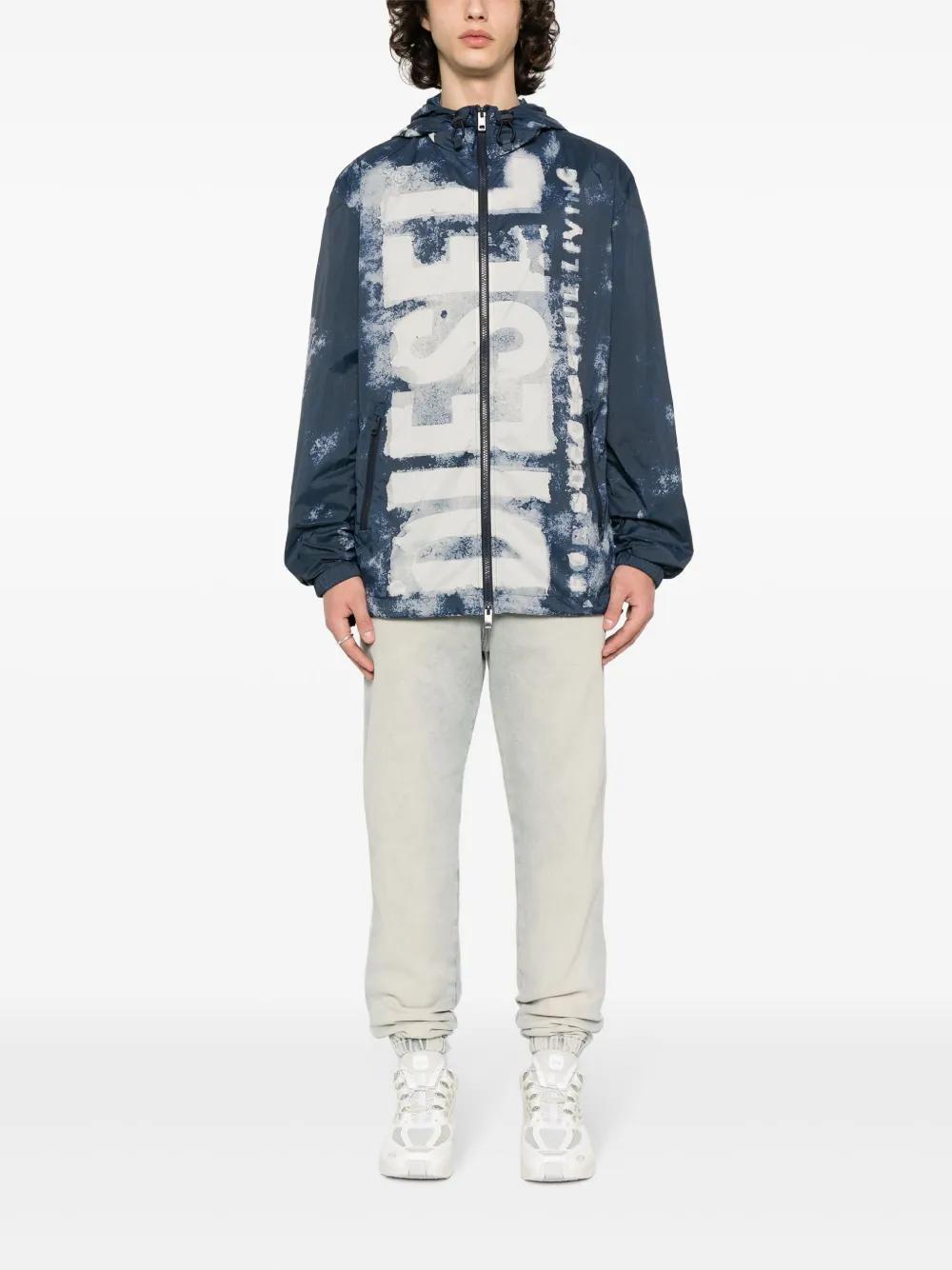 DIESEL J-Warrett Watercolour-Effect Jacket in Blue for Men