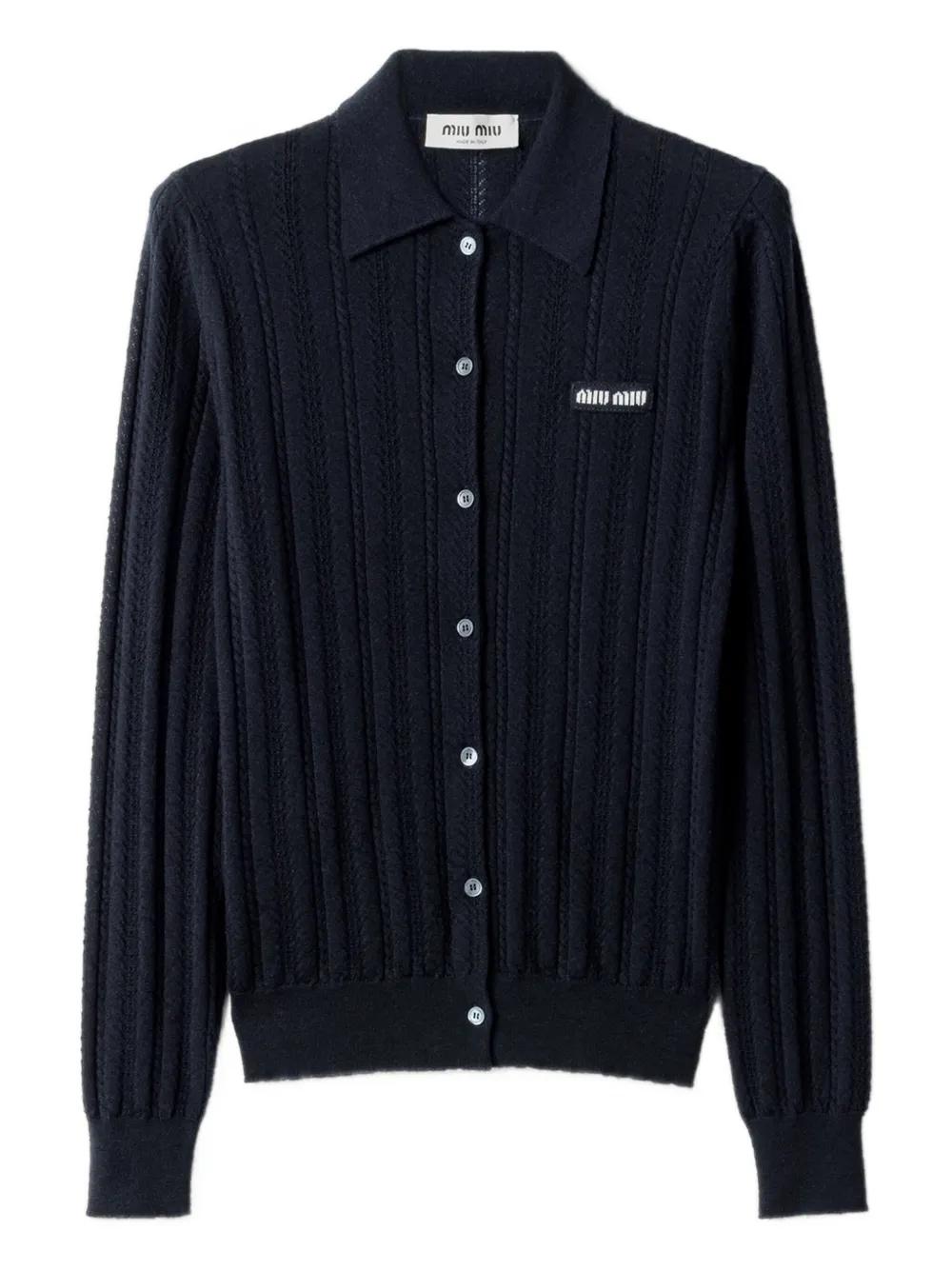 トップス miumiu/layered knit cardigan Grey Cashmere Cardigan | Miu Miu