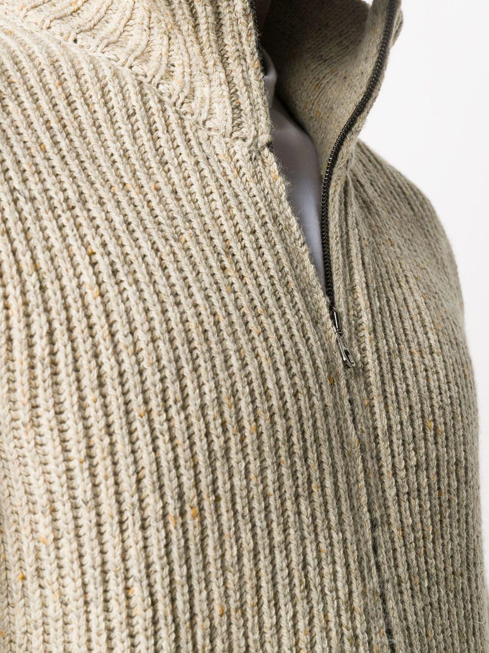Massimo Alba Wool Ribbed-knit High Neck Cardigan in Natural for Men - Lyst