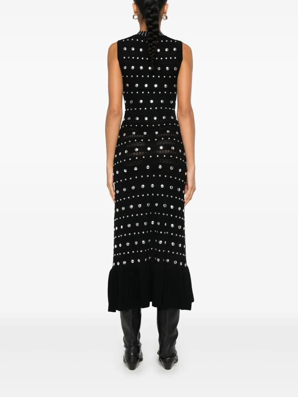Sandro Stud-Detail Knitted Maxi Dress in Black | Lyst