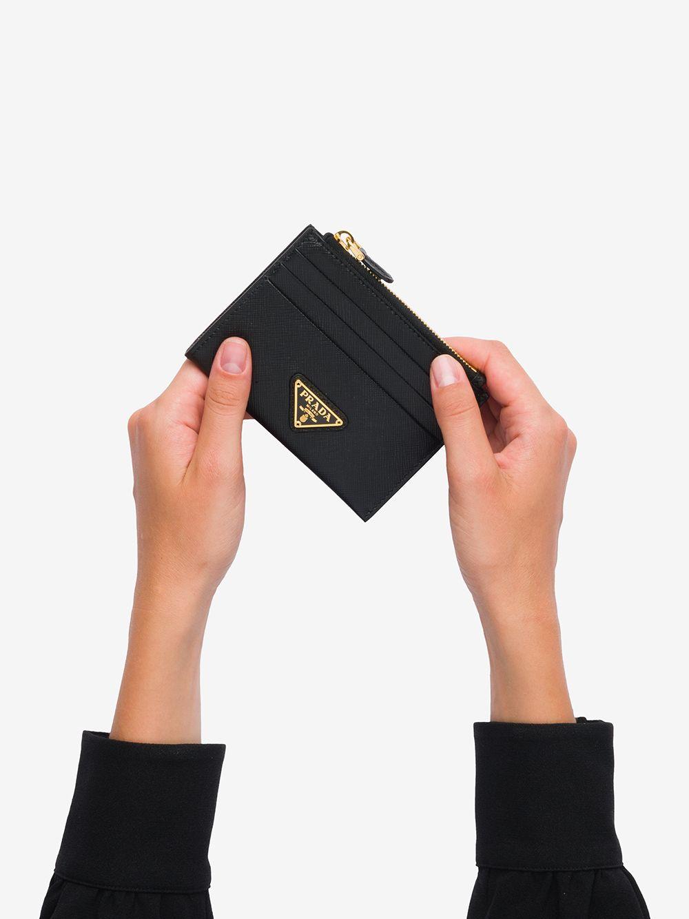 Prada Saffiano Leather Credit Card Holder in Black - Save 44% | Lyst Canada