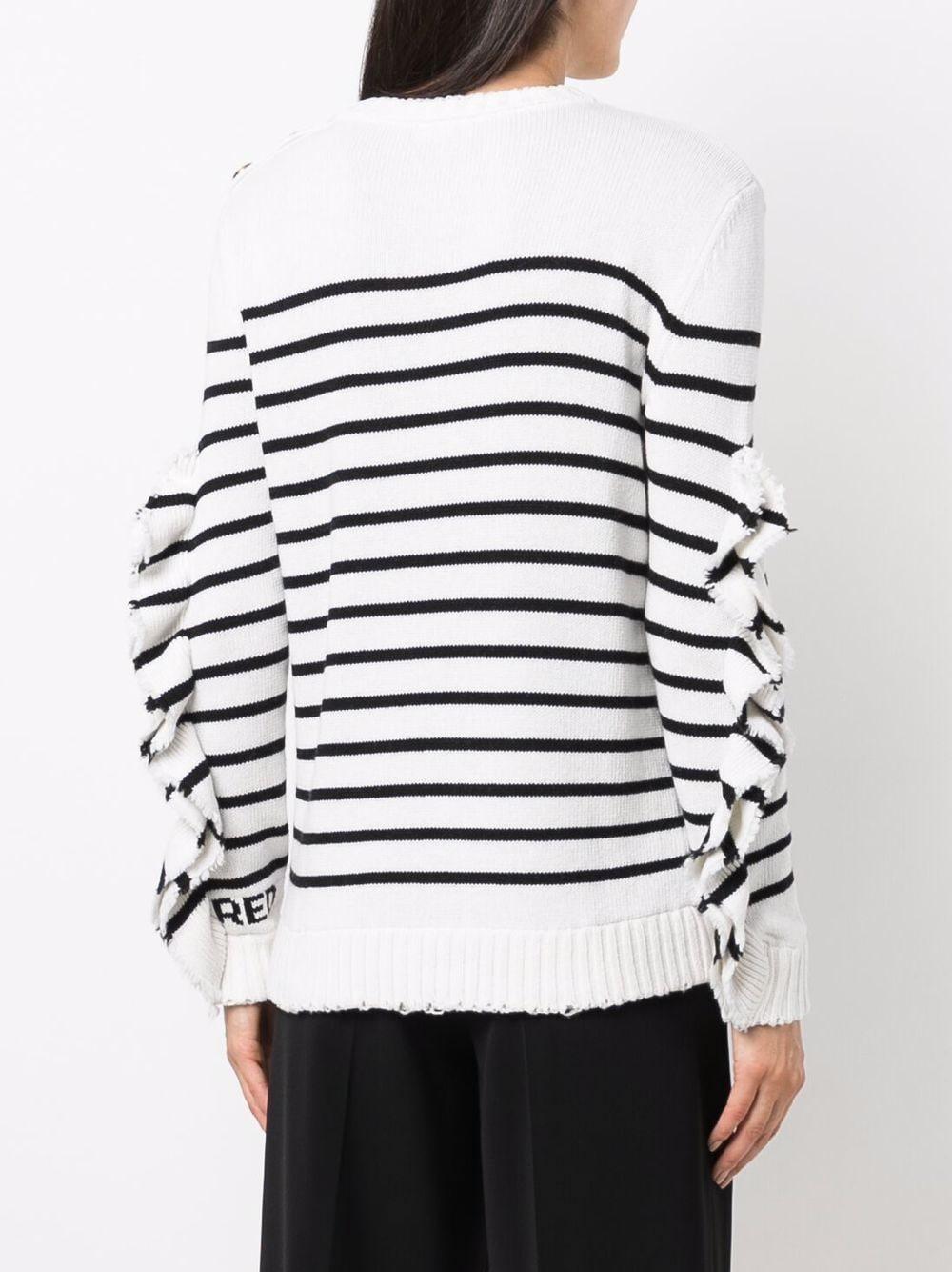 RED Valentino Ruffle-detail Striped Knitted Jumper in White - Lyst