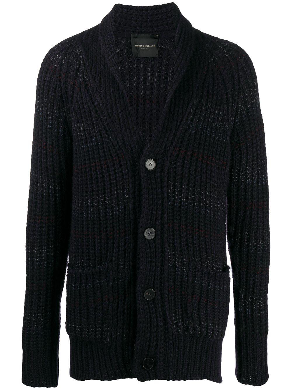 Roberto Collina Wool Ribbed-knit Stripe Cardigan in Blue for Men - Lyst