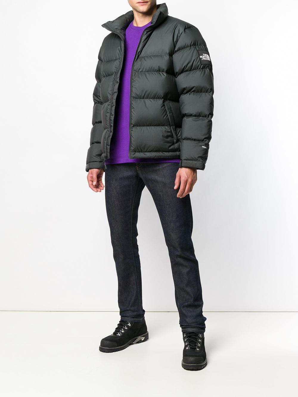 The North Face Synthetic Logo Patch Puffer Jacket in Grey (Gray) for Men -  Lyst