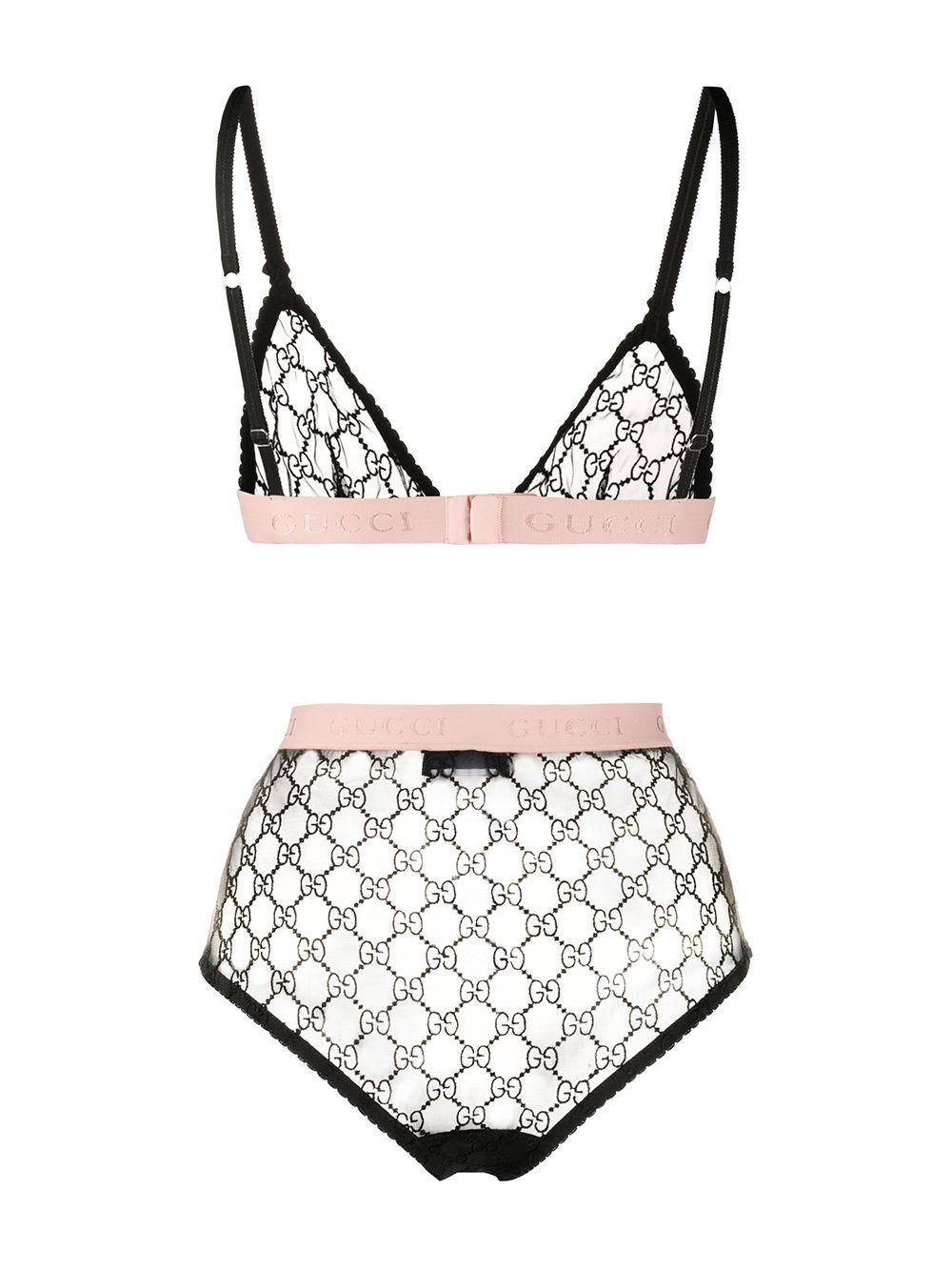 Gucci Synthetic Monogram Mesh Lingerie Set in Black - Lyst