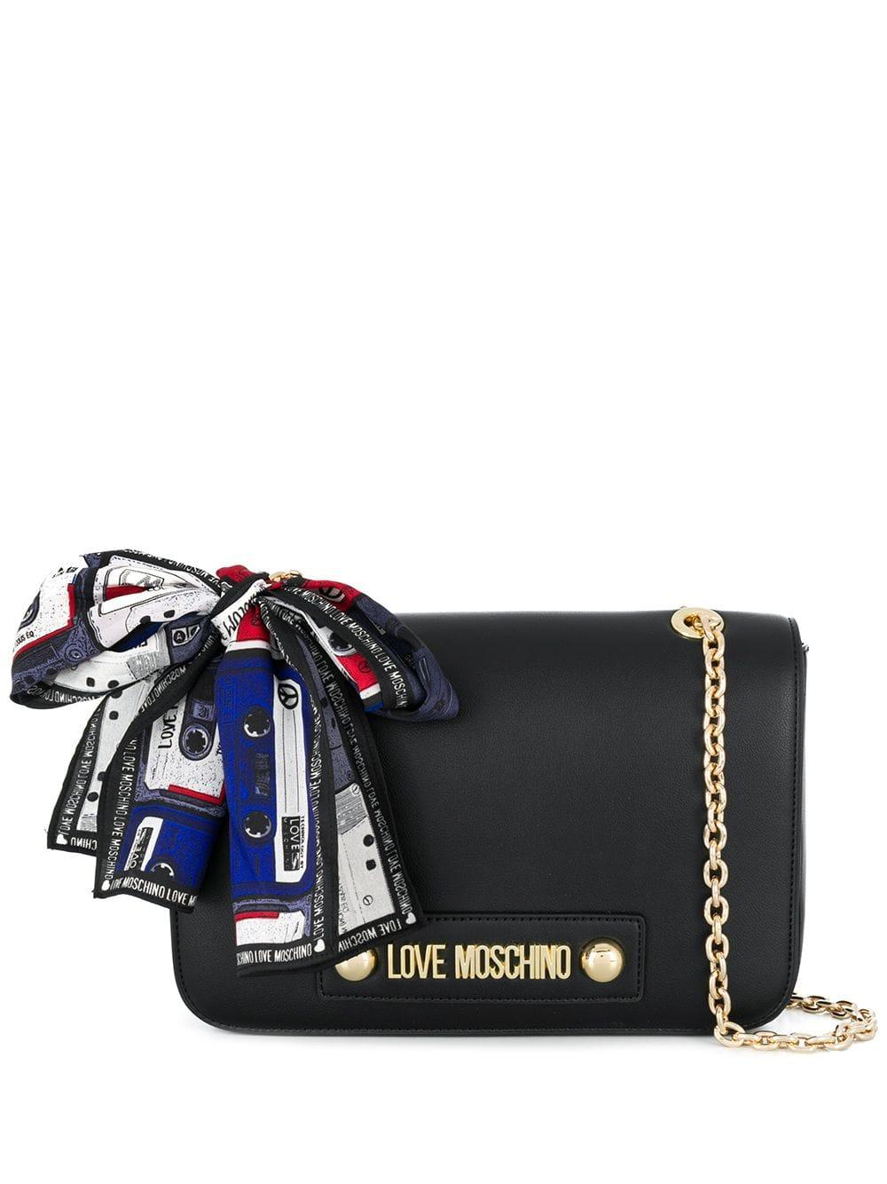 Love Moschino Scarf-detail Crossbody Bag in Black | Lyst UK