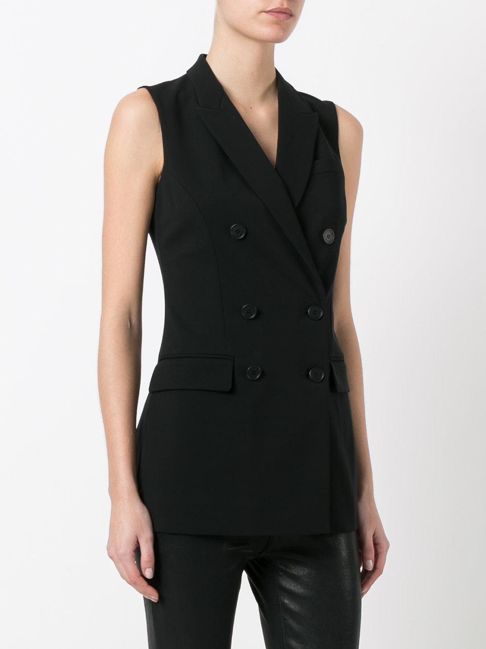 double breasted sleeveless jacket