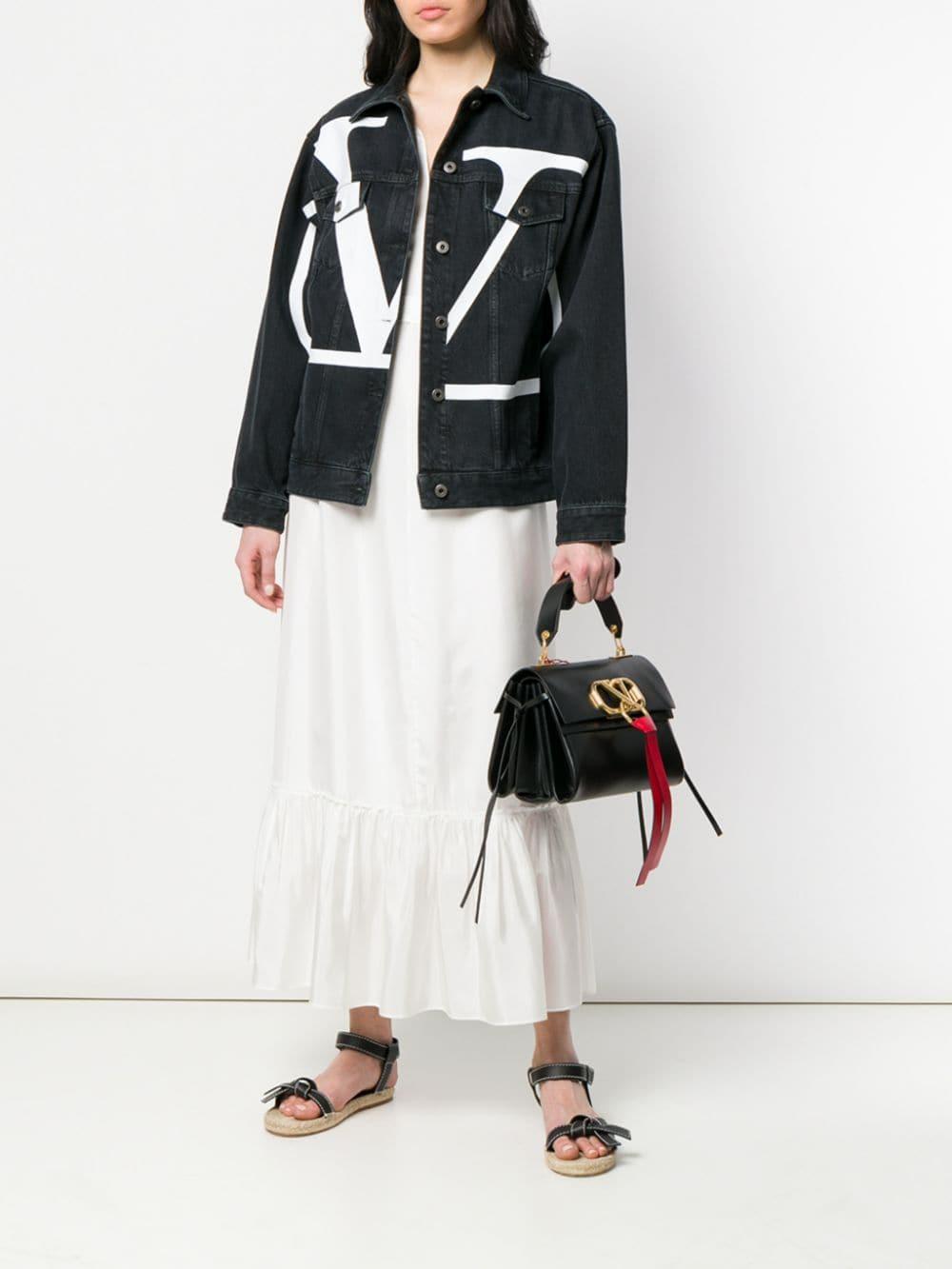 Valentino Deconstructed Vlogo Denim Jacket in Black | Lyst Valentino Deconstructed Vlogo Denim Jacket in Black | Lyst