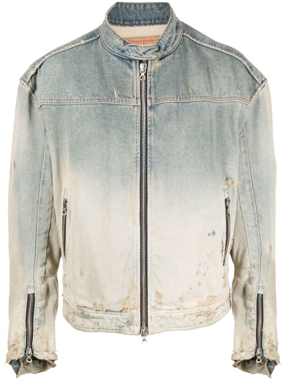 DIESEL Faded-effect Denim Jacket in Gray for Men | Lyst
