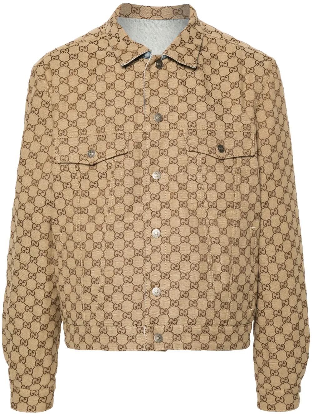 Gucci Gg Canvas Reversible Denim Jacket in Natural for Men | Lyst