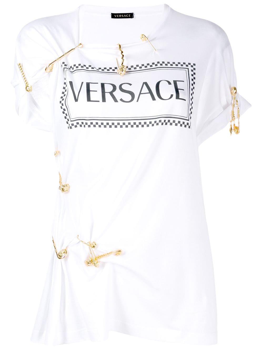 Versace Safety Pin Tshirt in White Lyst