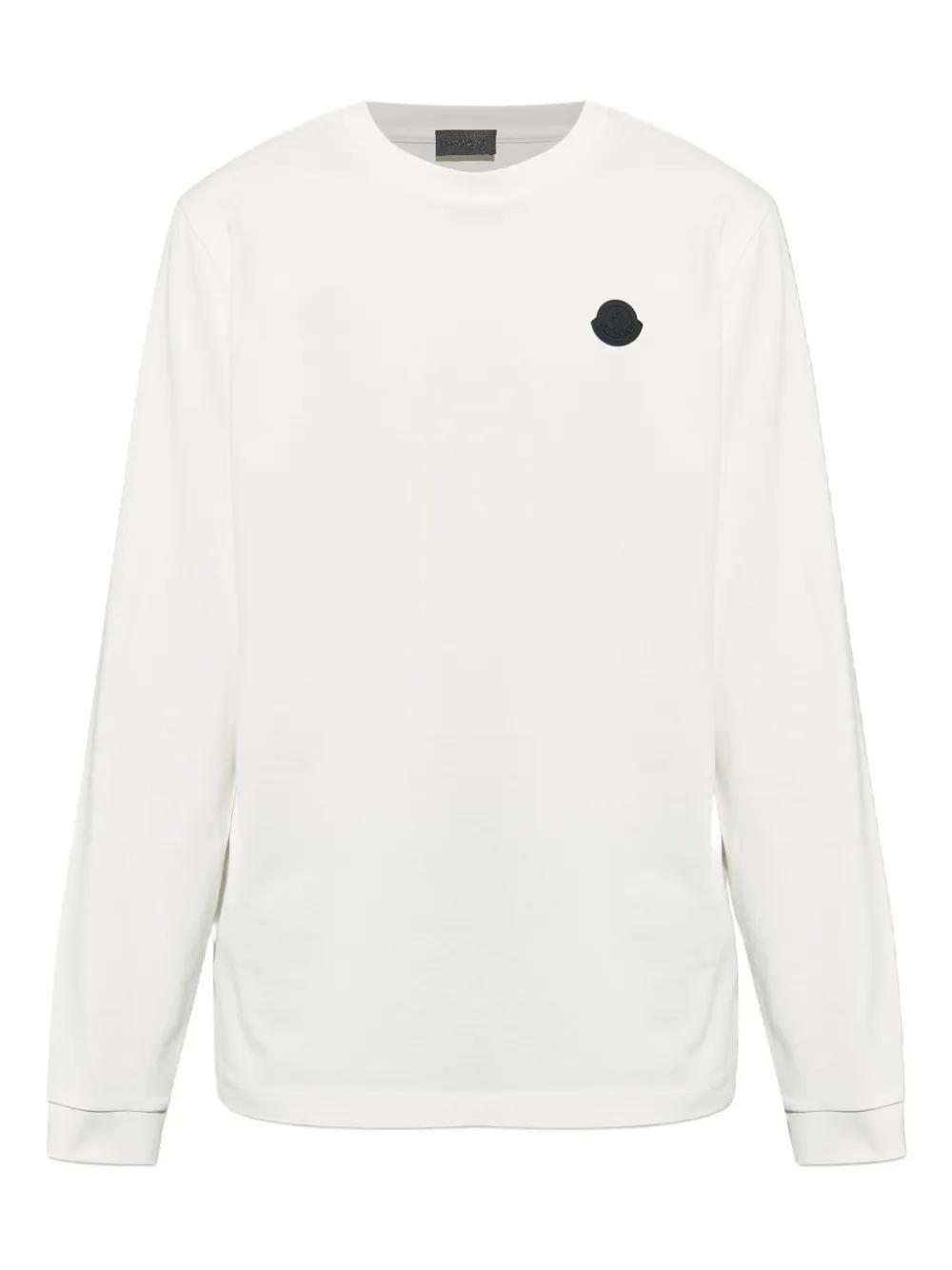 【MONCLER】メンズ★T-SHIRT A MANICHE LUNGHE LOGATA★Tシャツ T-shirt in cotone con finitura logata Nero - Polo & T-shirt