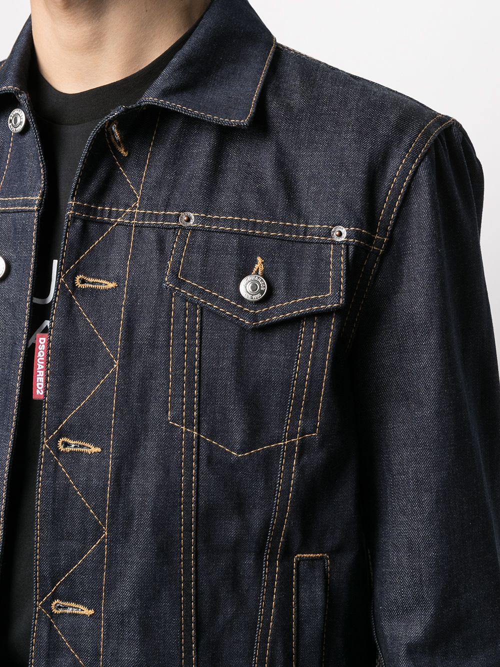 DSquared² Contrast-stitching Denim Jacket in Blue for Men - Lyst