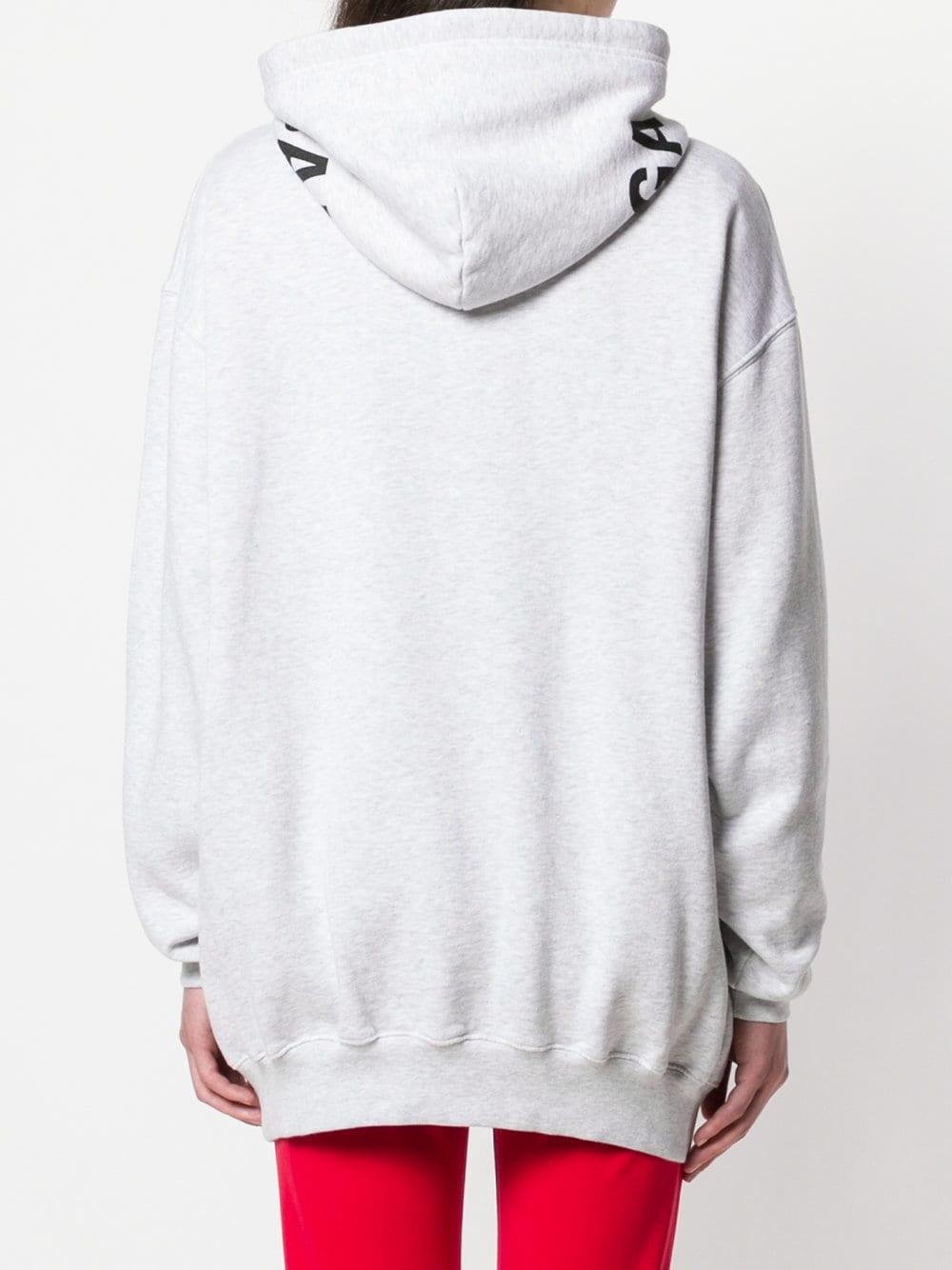 Balenciaga Logo Hood Hoodie in Gray | Lyst